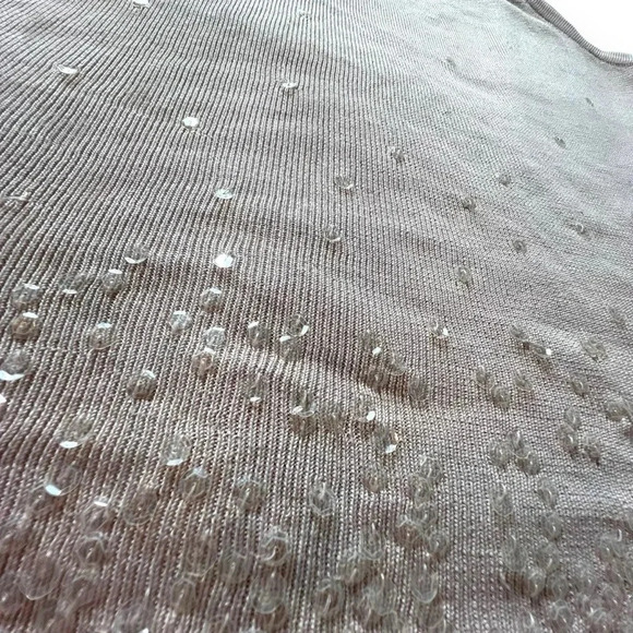 Ann Taylor 100% Silk Ivory Cream Camisole Tank with Clear Sequins Womens Large - Picture 4 of 9